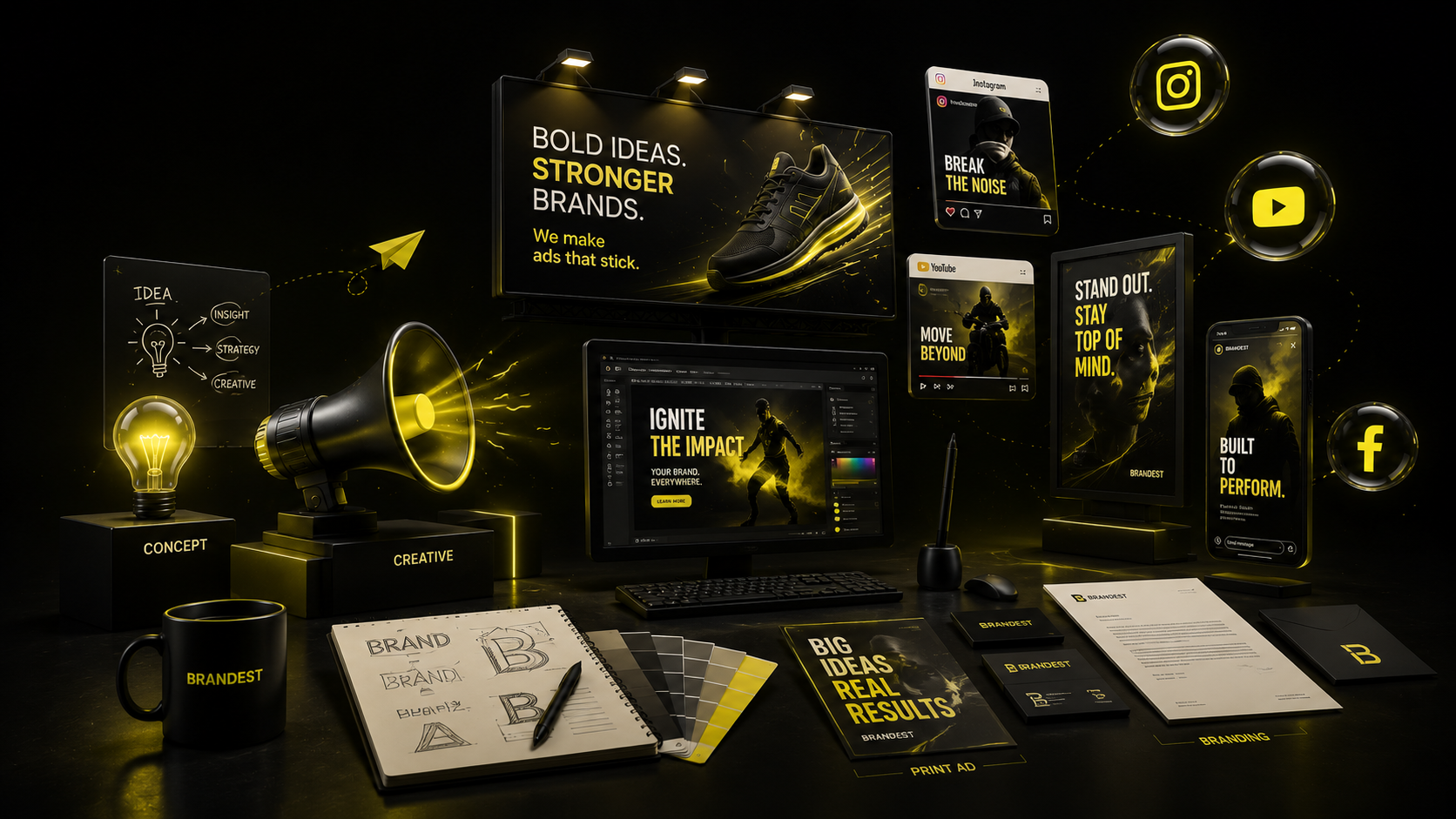 Advertising campaign billboard at night